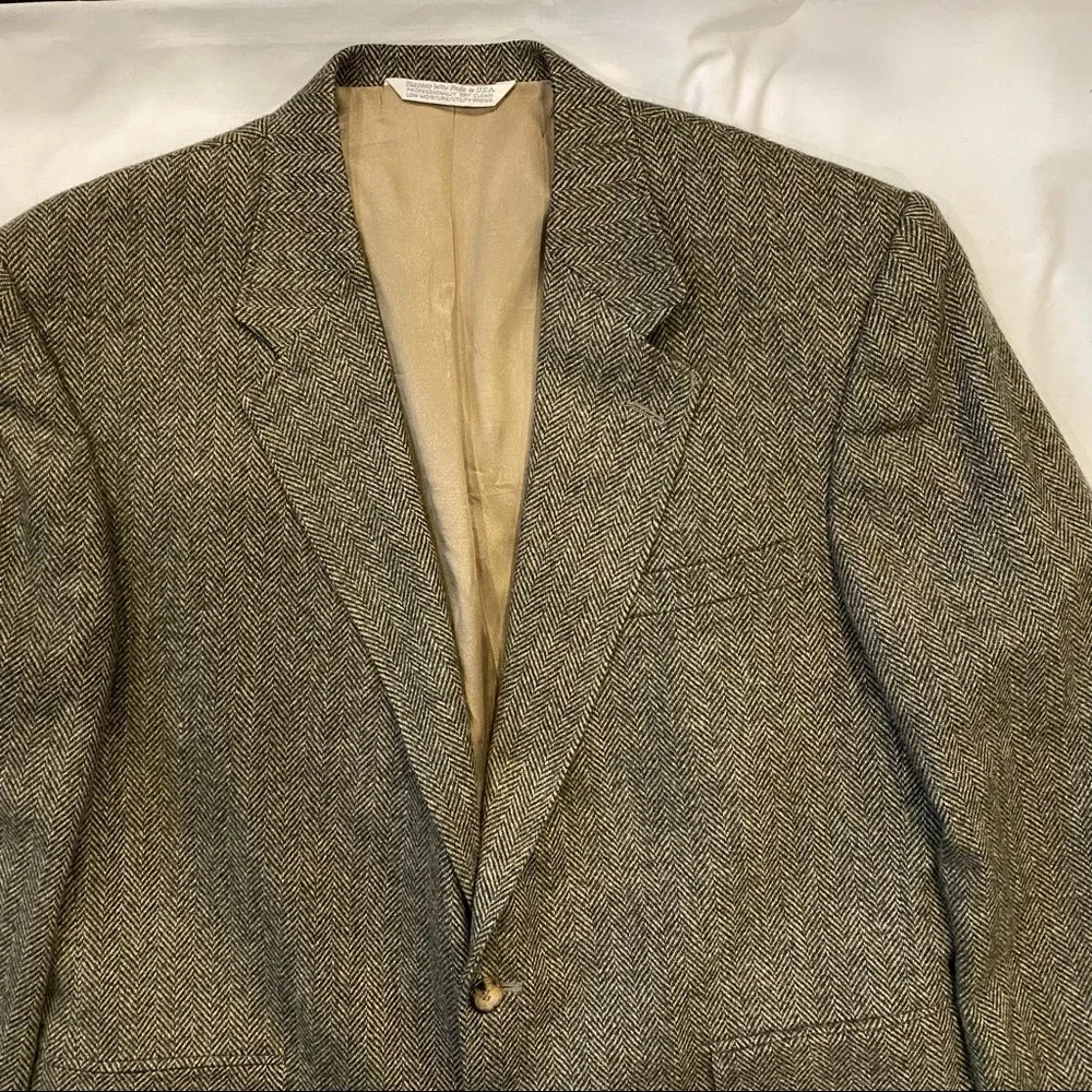 LANDS’ END 43R Brown Herringbone 100% Wool‎ Sports Coat